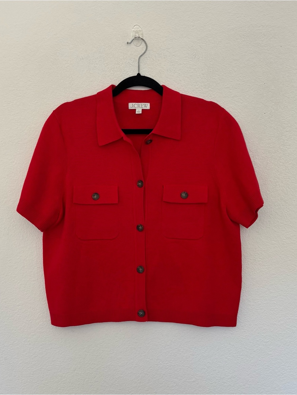 J. Crew Short Sleeve Pocket Cardigan Red
